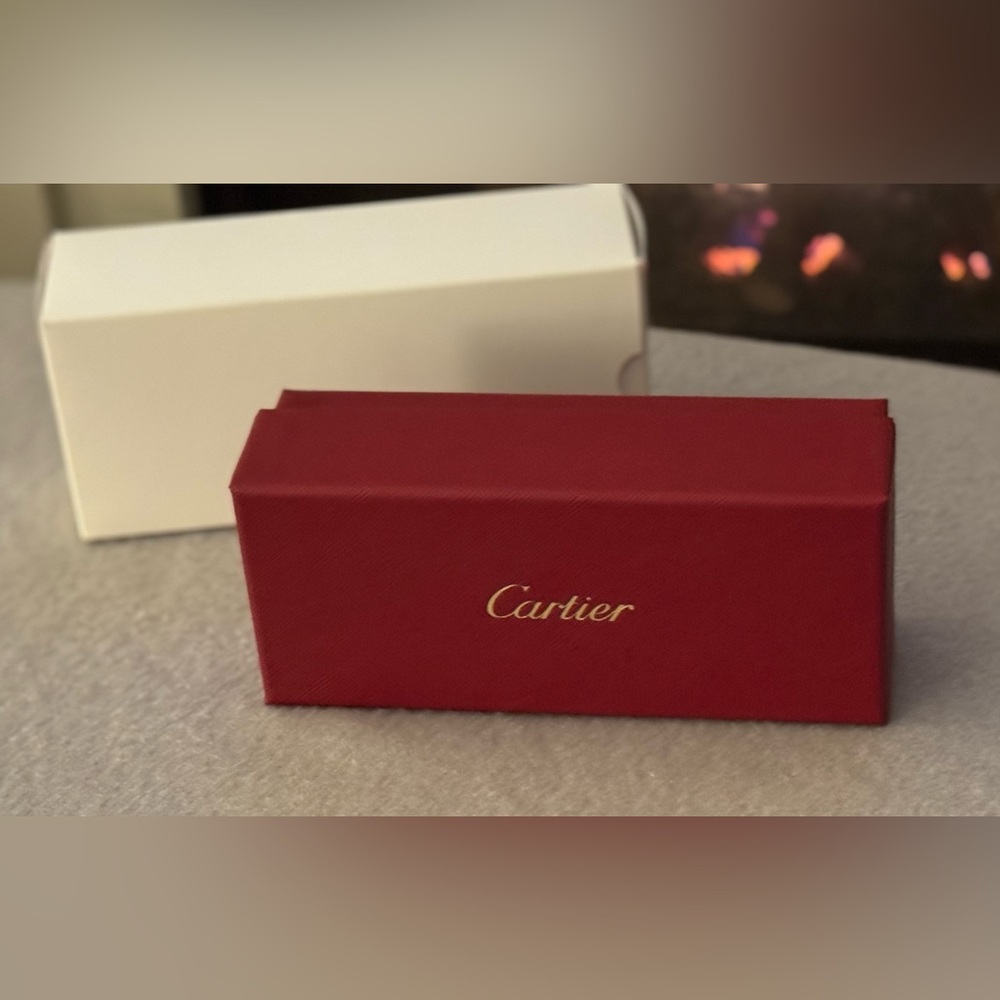 Cartier Red Glasses Box with Additional White Gift Box